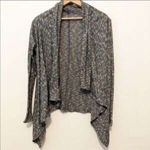 Urban Outfitters BDG Gray Striped Waterfall Open Front Knit Cardigan Sweater